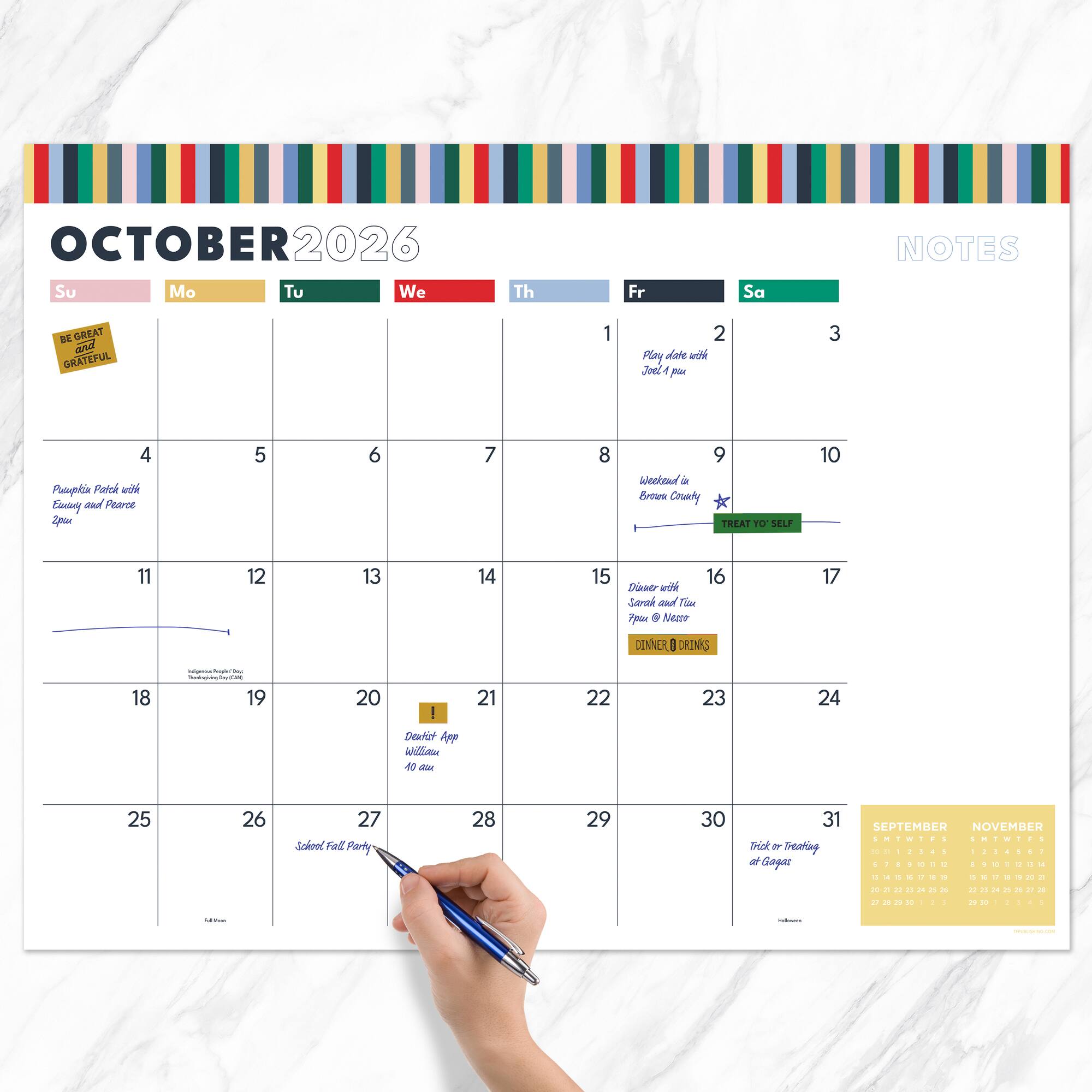 TF Publishing Large 2026-27 Long Weekend Desk Pad Monthly Blotter Calendar